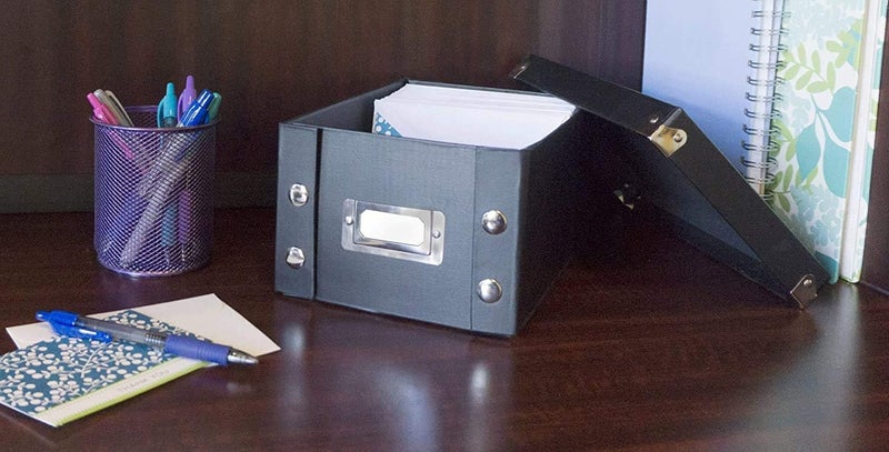 Snap-N-Store Durable Collapsible Index Card File for 1100 4 x 6 Inch Index Cards - Black - Image 2